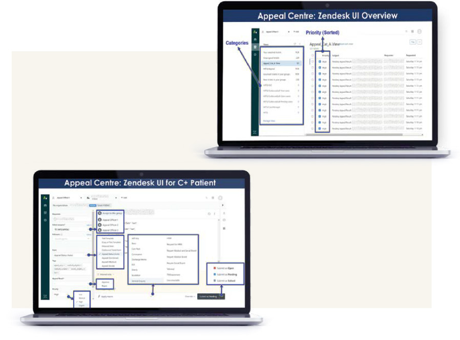 The Zendesk interface